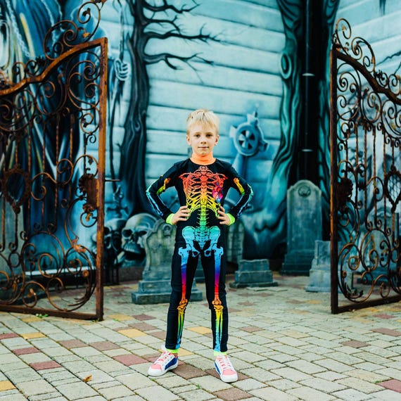 Rainbow Skeleton Jumpsuit for Boys Halloween Dress up Costume Boys Skeleton Outfit Unique Kids Costume Trick or treat Suit Etsy UK