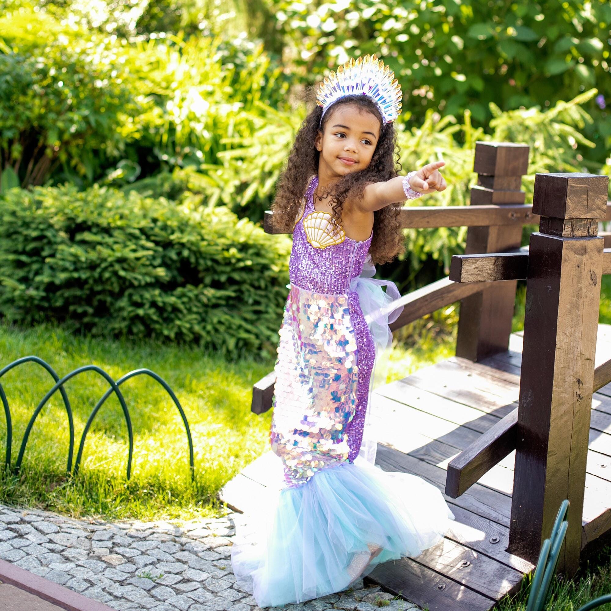 Sequin Mermaid Tail Dress, Fairytale Princess Girl, Sea Birthday Party, Halloween or Christmas Outfit, Off Shoulder Fishtail Costume