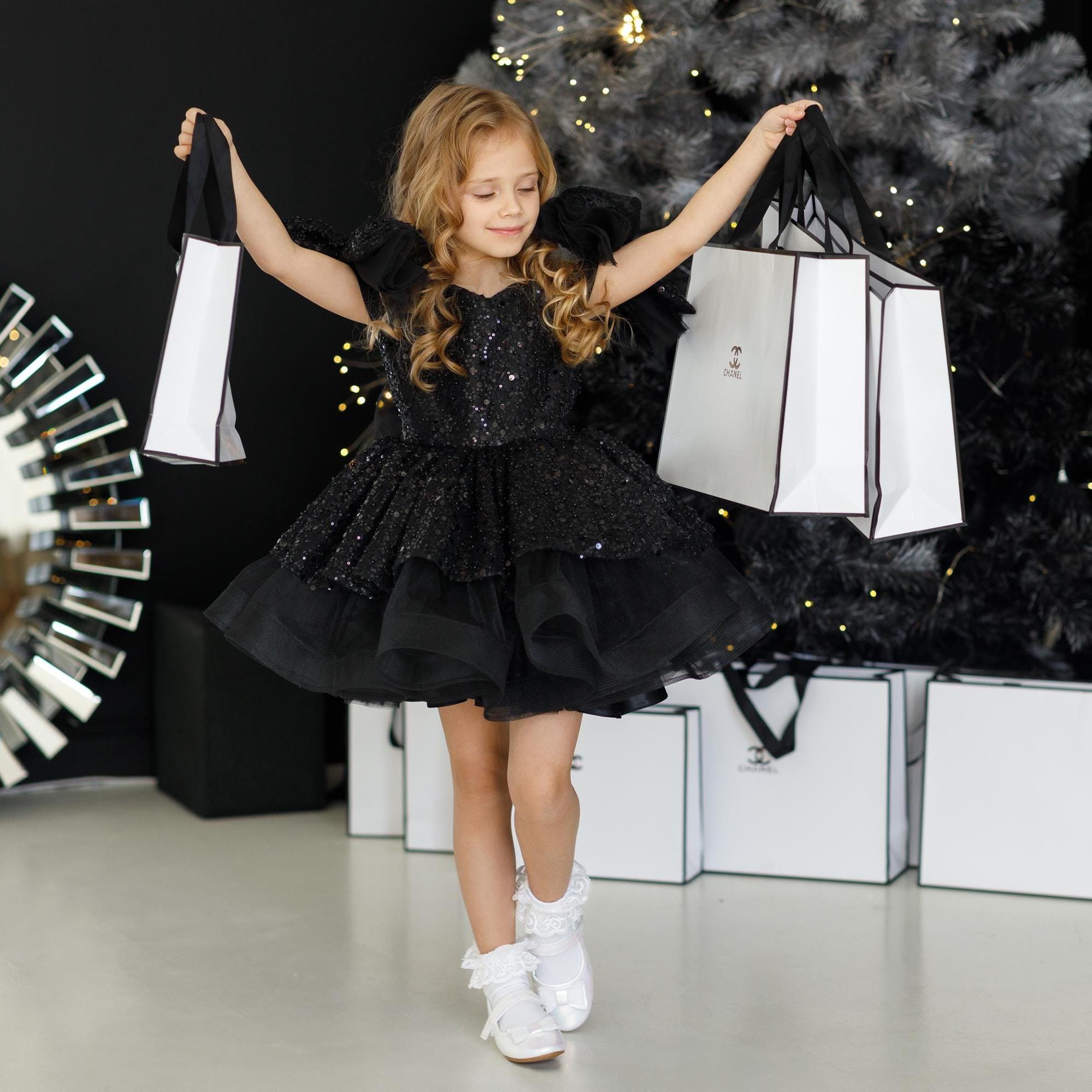 Girls black christmas dress deals