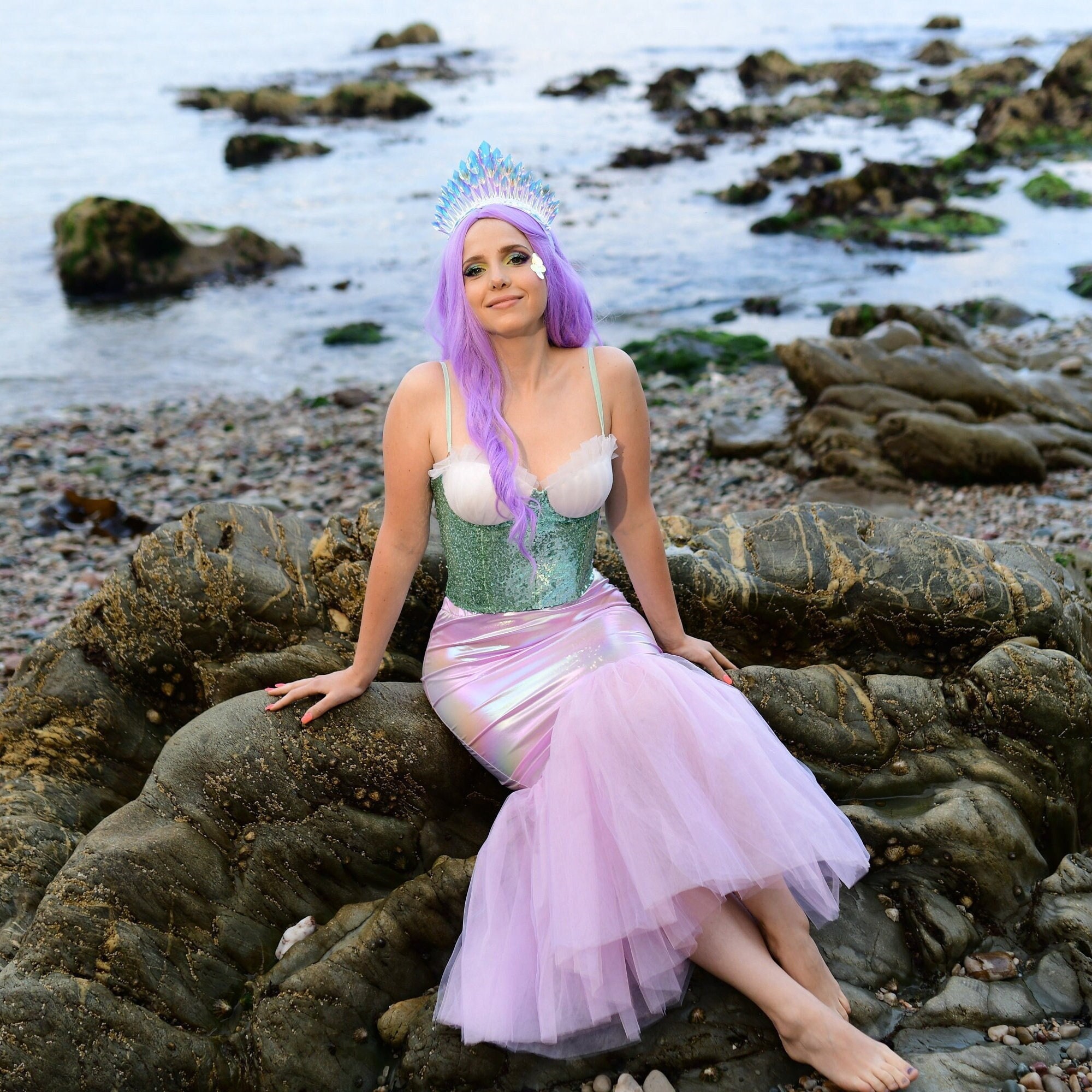 Mermaid Tail Costume Set - Lavender Mermaid Skirt, Headband, and