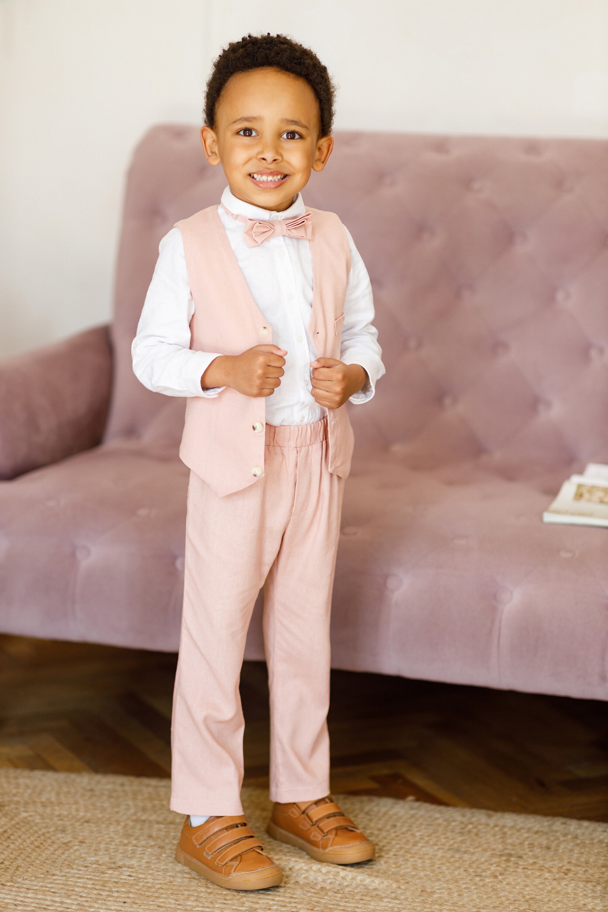 Baby Boy Wedding Outfit Ring Bearer Suit Linen Boy Outfit Wedding