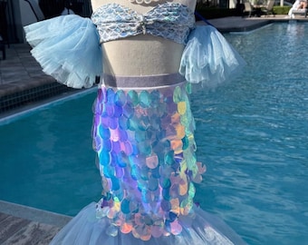 Shiny Sea Star Costume – Silver Glitter Mermaid Look – Girls Halloween or Photo Shoot Wear