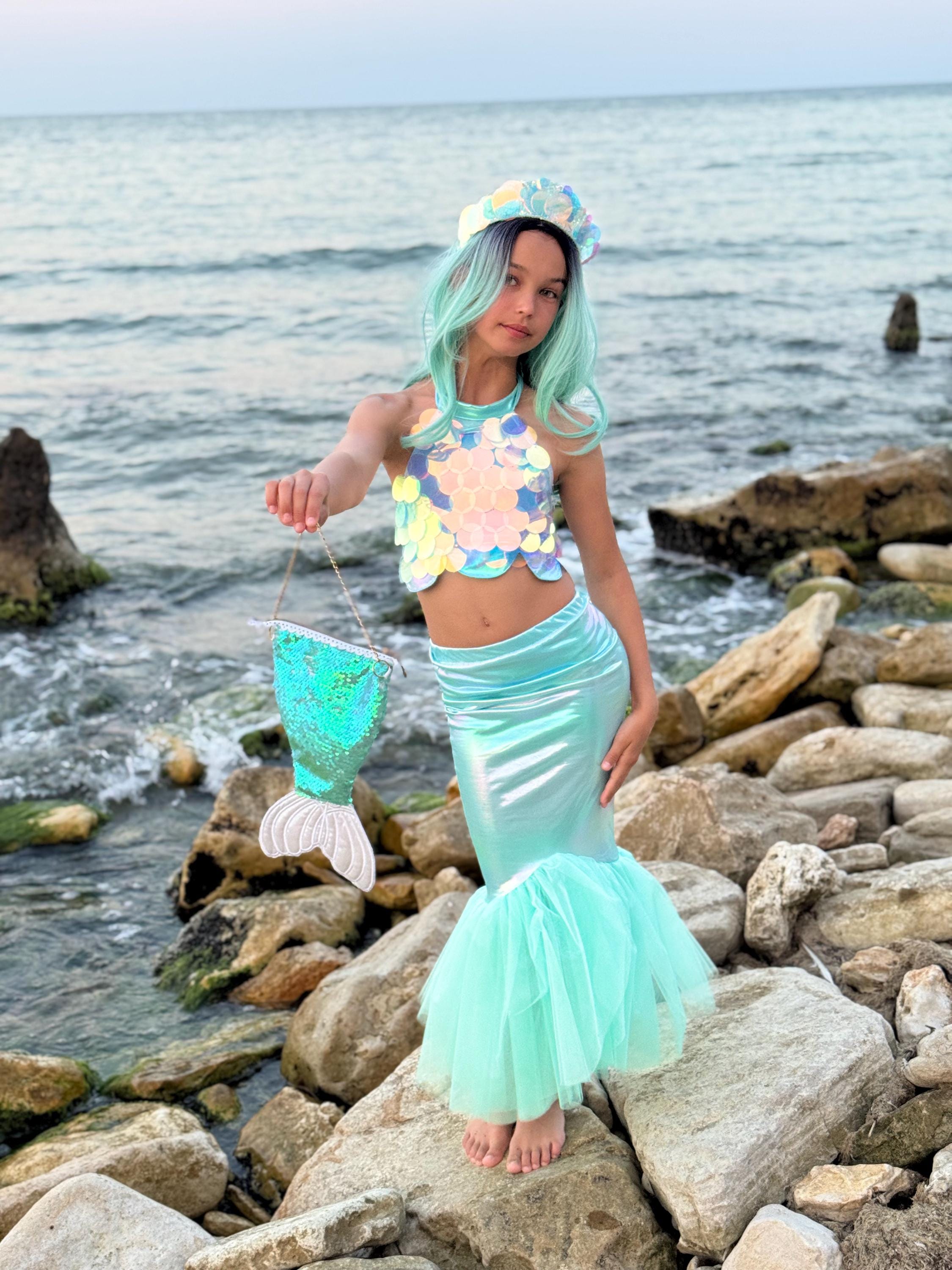 Girls Mermaid Costume Set Girls – Mint Sequin Top, Shiny Tail Skirt,  Optional Crown, Bag – Birthday, Halloween, Photoshoot Outfit (3–8years) -  Etsy New Zealand, image size:2250x3000