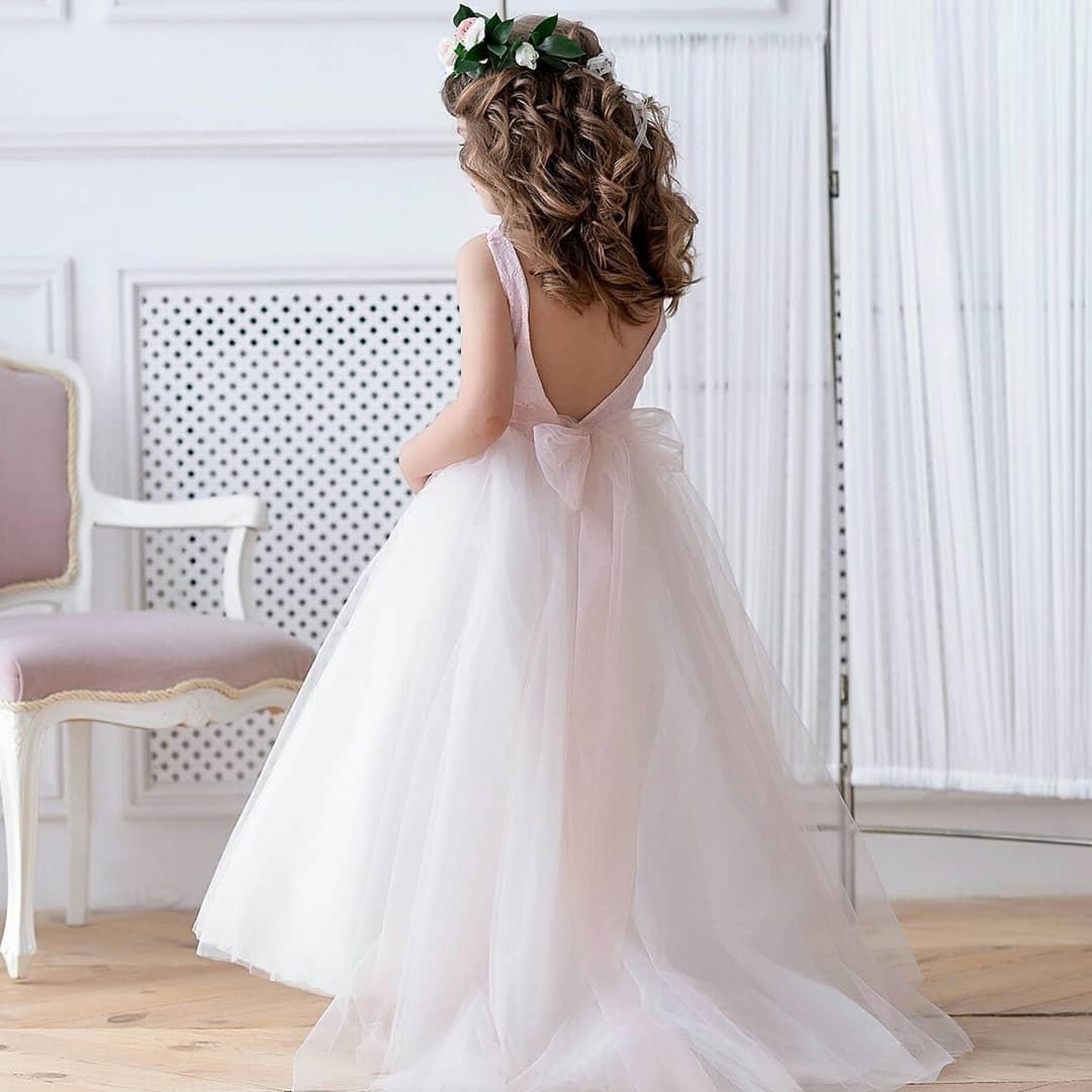 Flower Child Frill V-Neckline Dress Floral Blush