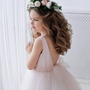 Blush Flower Girl Dress Ivory Flower Girl Dress Flower Girl Dress Lace Toddler Lace Dress Boho Flower Girl Dress