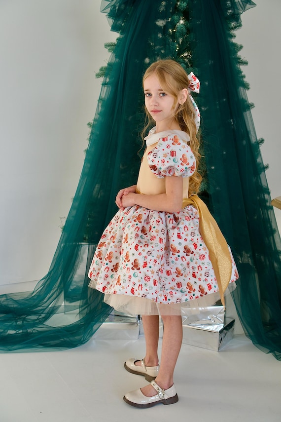 christmas cookie dress Christmas Cookies Baking Crew Long Sleeve Ruffle Dress - Holiday Girls Dress