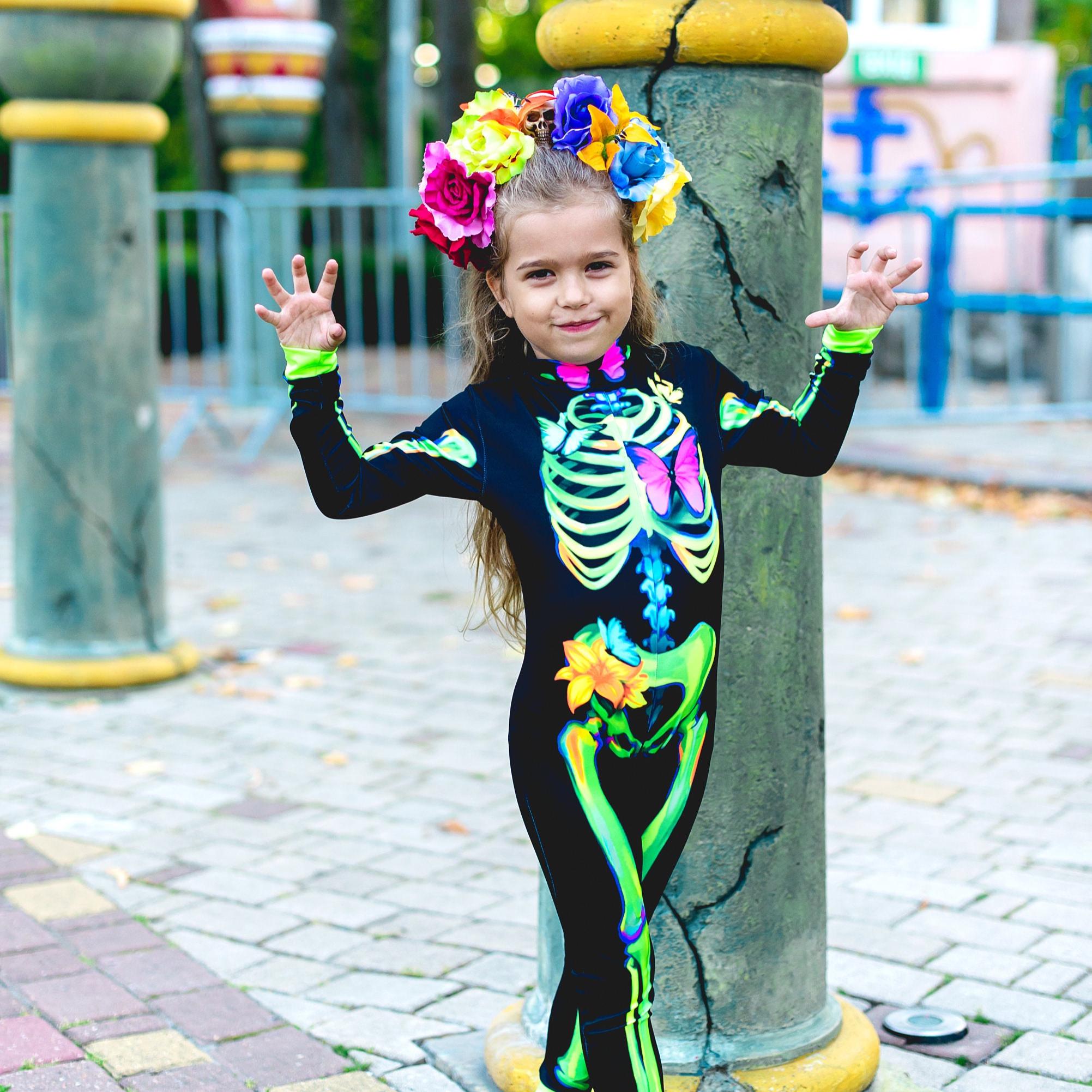 Rainbow Bones kinderromper: UV-blacklightkostuum, Halloween-outfit voor  meisjes, maten 2-10 jaar, krans/vlechten/rugzakopties - Etsy België, image size:2003x2003