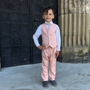 Blush Pink Boys Linen Suit - A Timeless Elegance for Your Little Gentleman! - Toddler outfit for wedding or family holiday