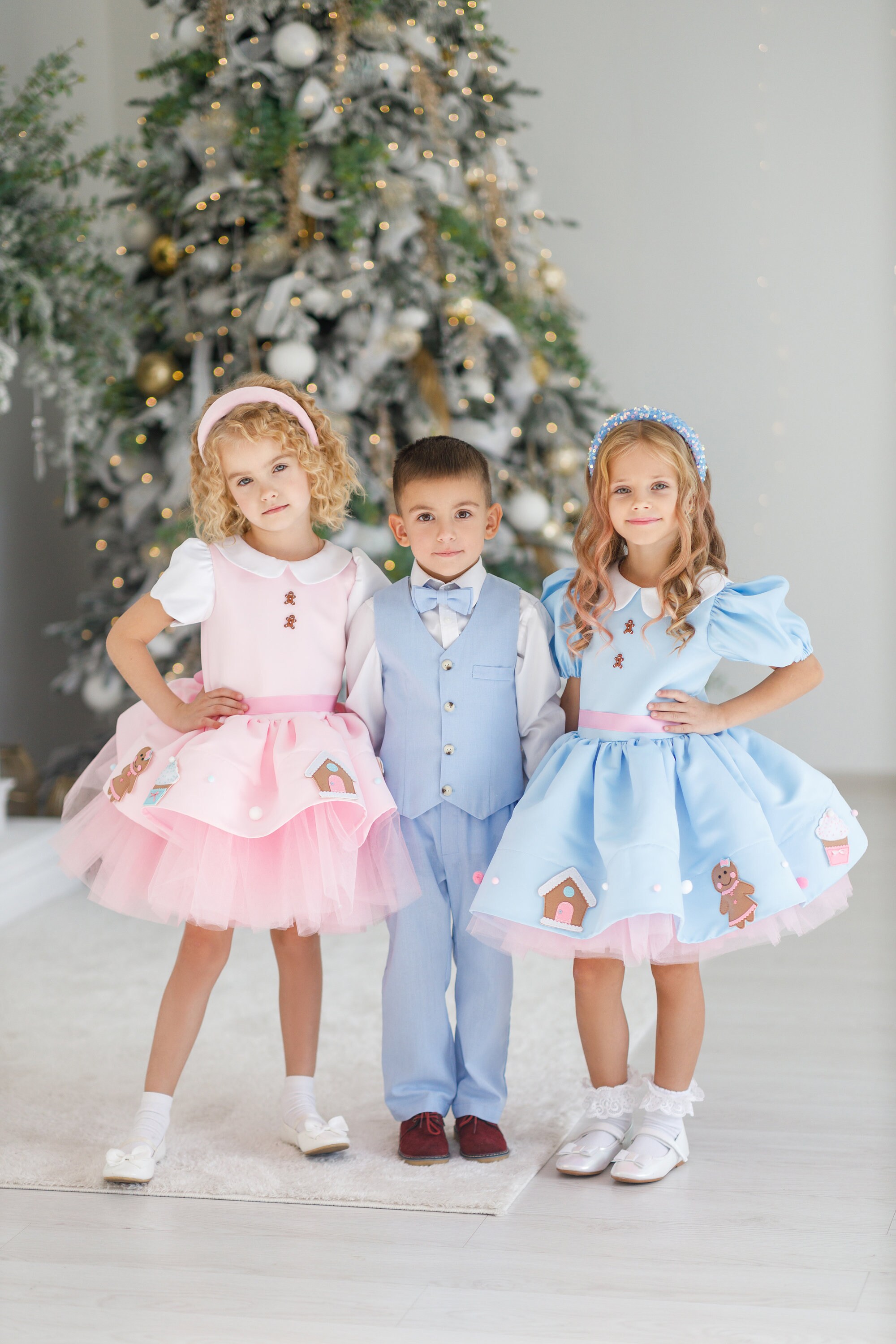 blue christmas dresses Girls Christmas Dresses Long Sleeve Holiday Dress for Girl Snowflake A Line Dance Twirly Outfits School Party, Blue, 13 Years