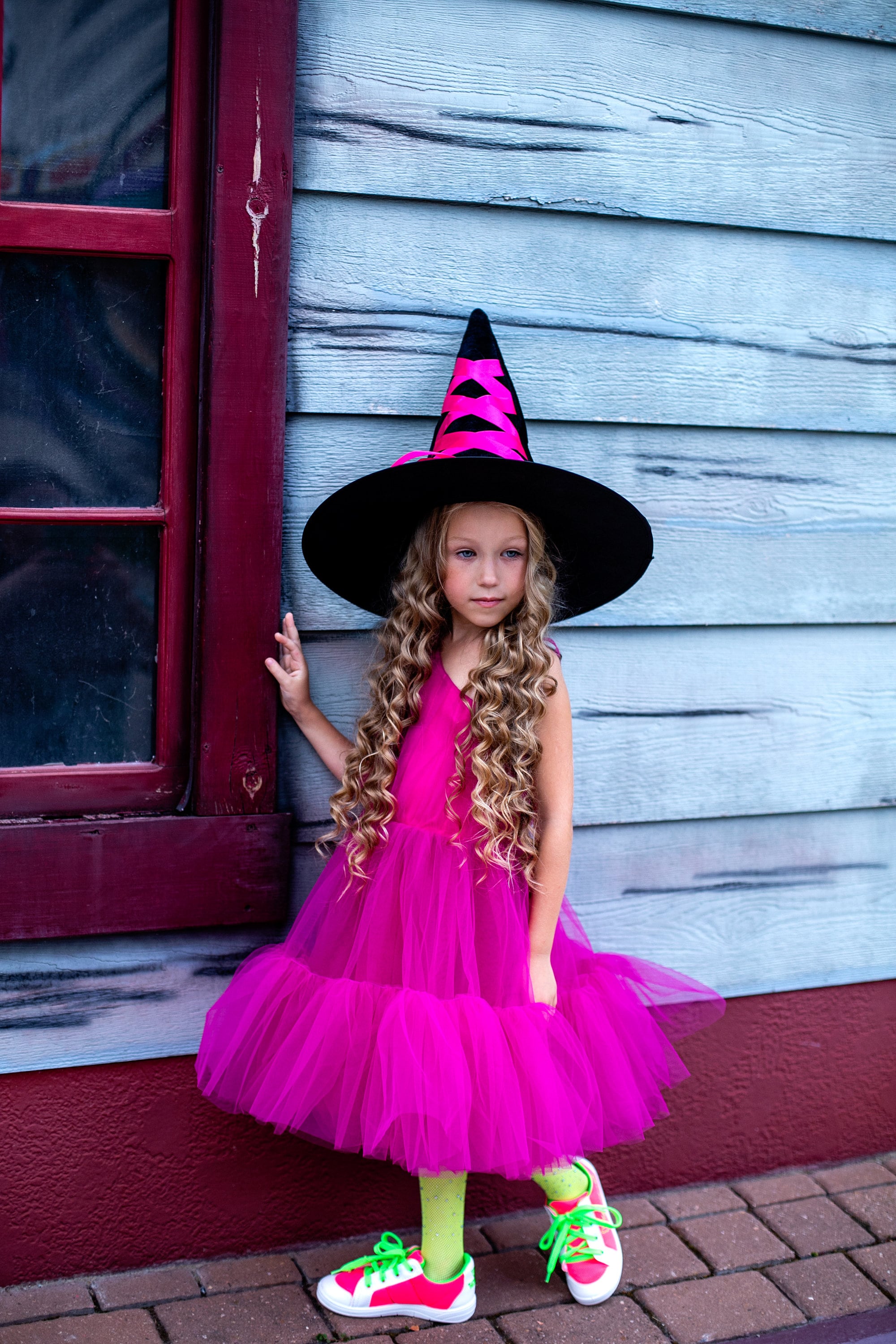 HIHCBF Girls Halloween Witch Costume – Witch Hat & Skull Print Dress, Kids Fancy Dress Up For Parties (Size 6-7T) - View #6