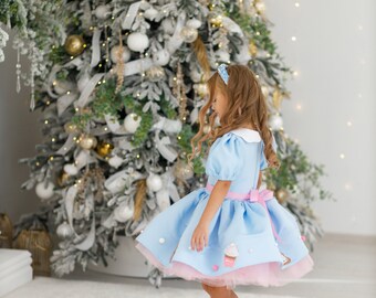 Girls' Blue Christmas Dress Festive Gingerbread House Dress for Girls  Christmas Party Gown Kids 1 9 Yrs Winter Holiday Outfit - Etsy