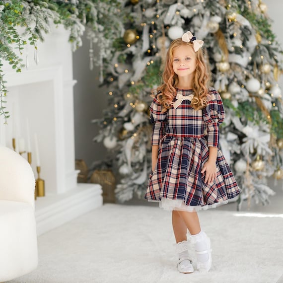 white christmas dresses Red Plaid Tiered Midi Dress main image 0