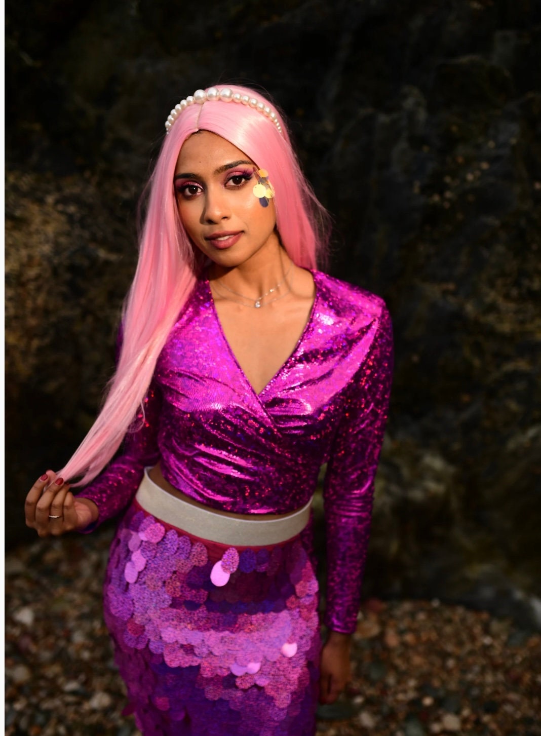 大人用ホットピンクのマーメイドテールコスチューム - フィッシュ