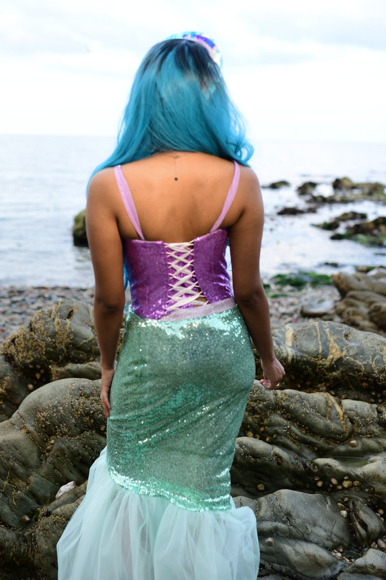 Mermaid Tail Costume Set - Mint Fish Tail Skirt and Lavender Top ...