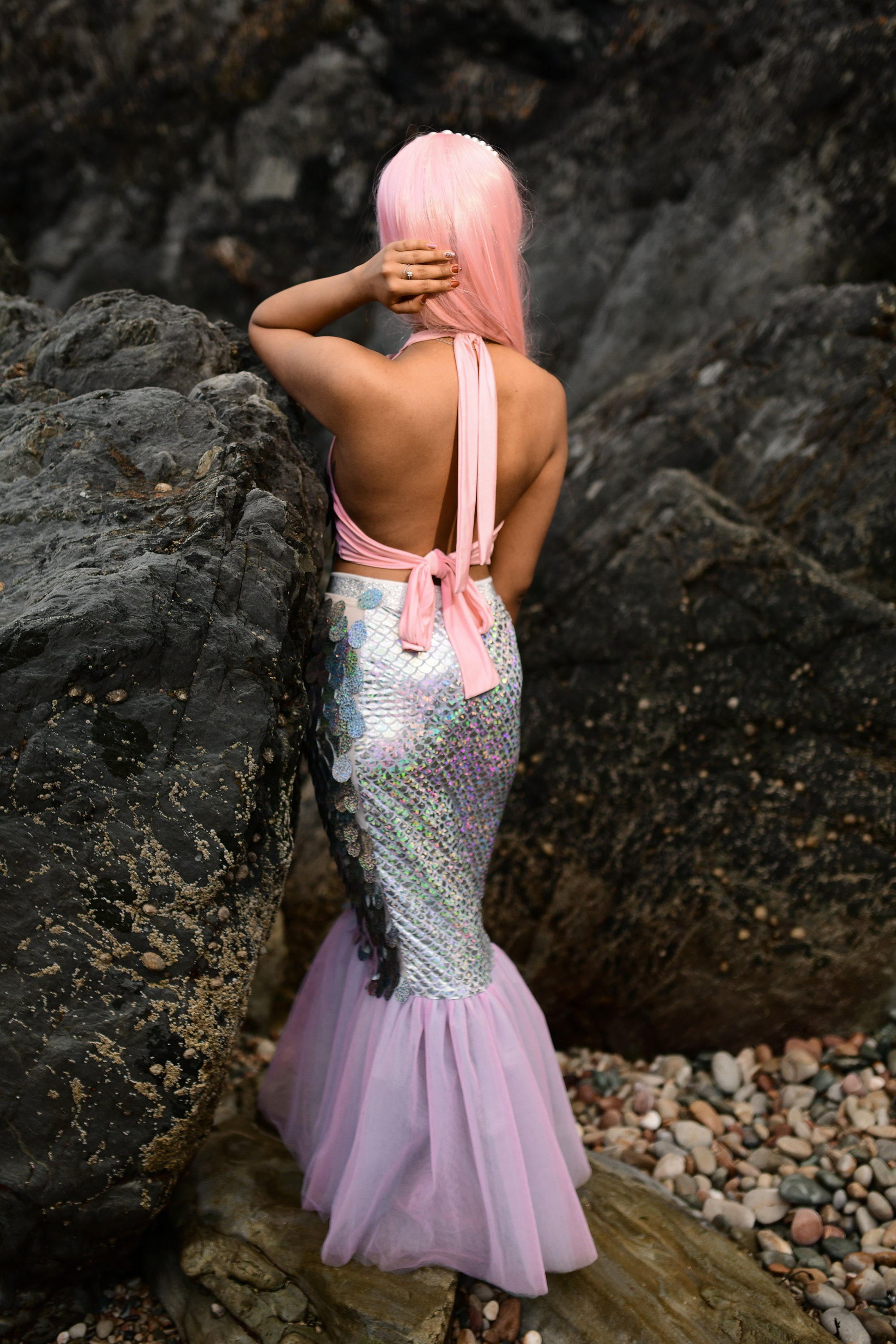 Shimmering Silver Mermaid Tail Costume Adult | Sparkly Ocean Theme ...