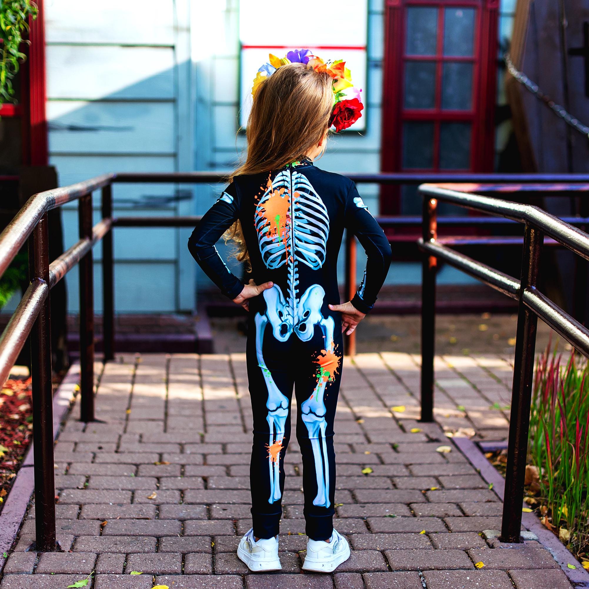 Costume Scheletro per Bambini, Costume Scheletro di Halloween, Tuta da Scheletro per Bambini, Vestito da Scheletro per Halloween, Carnevale, Costumi