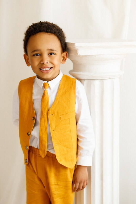 thumbnail image 2 of Boys Formal 3-Piece Suit Set - Slim Fit Ring Bearer Outfit With Vest And Tie 2 of 8