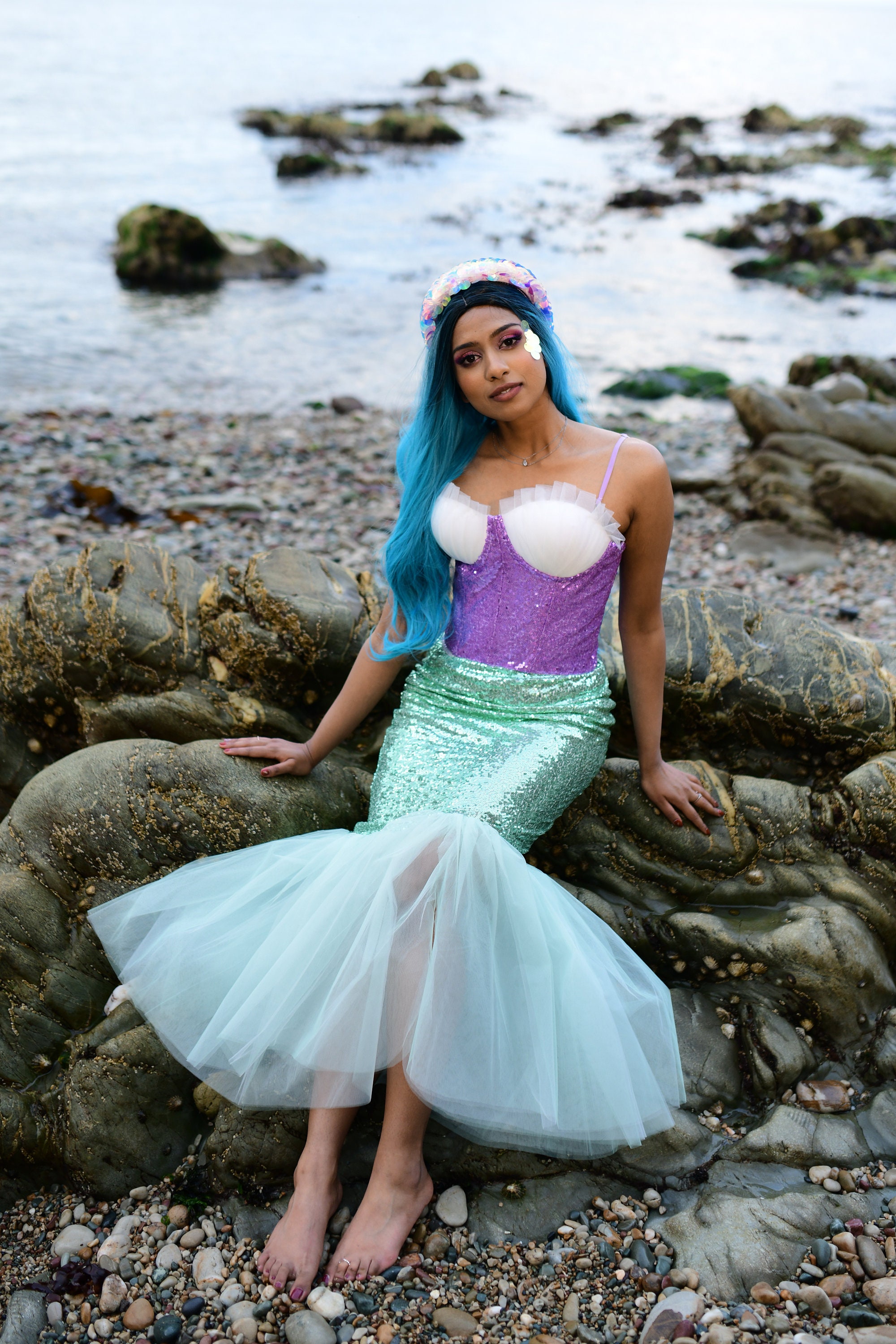Mermaid Tail Costume Set - Mint Fish Tail Skirt and Lavender Top ...