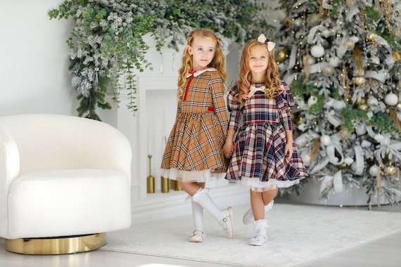 white christmas dresses Vintage Darling in Tan Plaid/Christmas Apron – Sugarbabyaprons main image 1