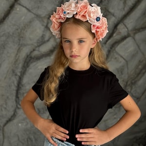 Pink Skull Flower Crown | Halloween Headpiece | Gothic Rose Hair Accessory