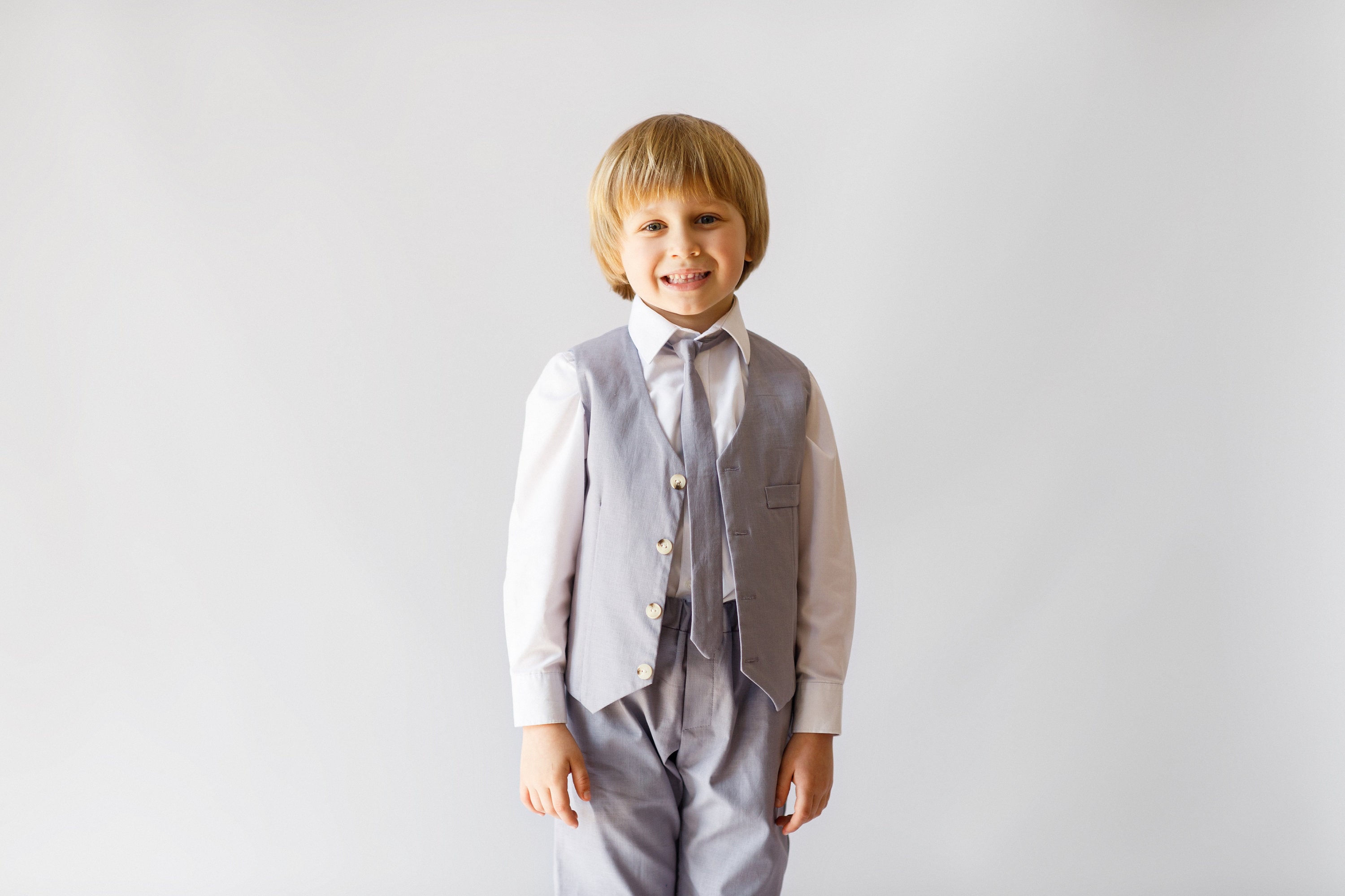 Set 6 Cravatte Pre-Legate Per Bambini - Con Elastico, Raso, Facili Da Indossare