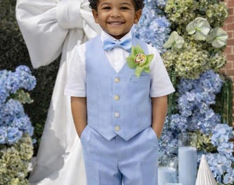 Traje de lino para niño: atuendo para portador de anillos, bautizo y boda.