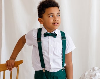 Traje de pajem verde esmeralda para meninos, conjunto de ternos