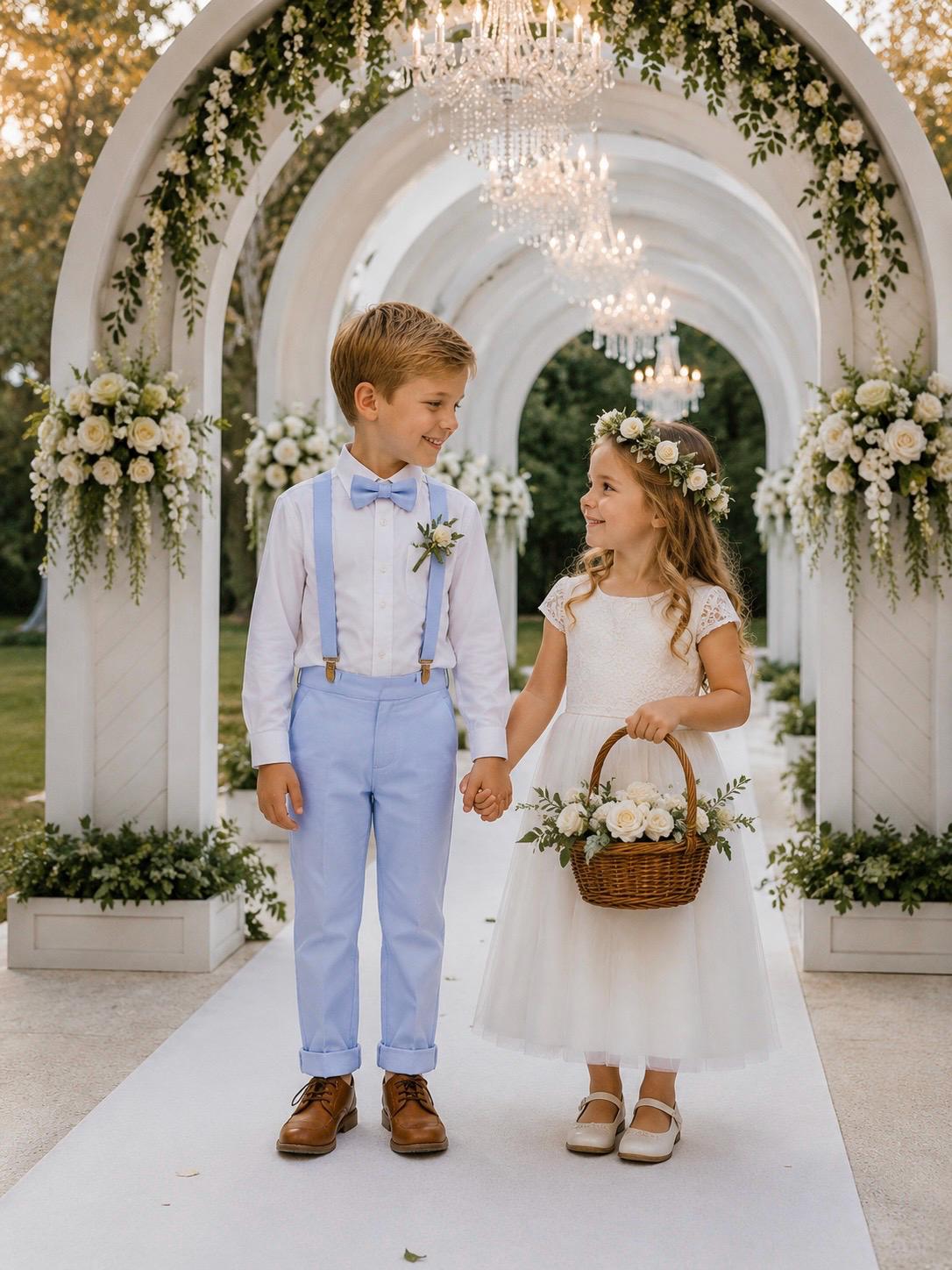 Light Blue Linen Suspenders Outfit, Ring Bearer Suit for Boys, Toddler Wedding Outfit, Baby Boy Suspenders Set, Linen Formal Clothes