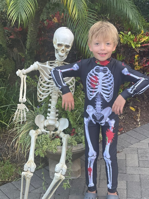 Costume Halloween Squelette Enfant - Haut Et Pantalon Manches Longues - Unisexe