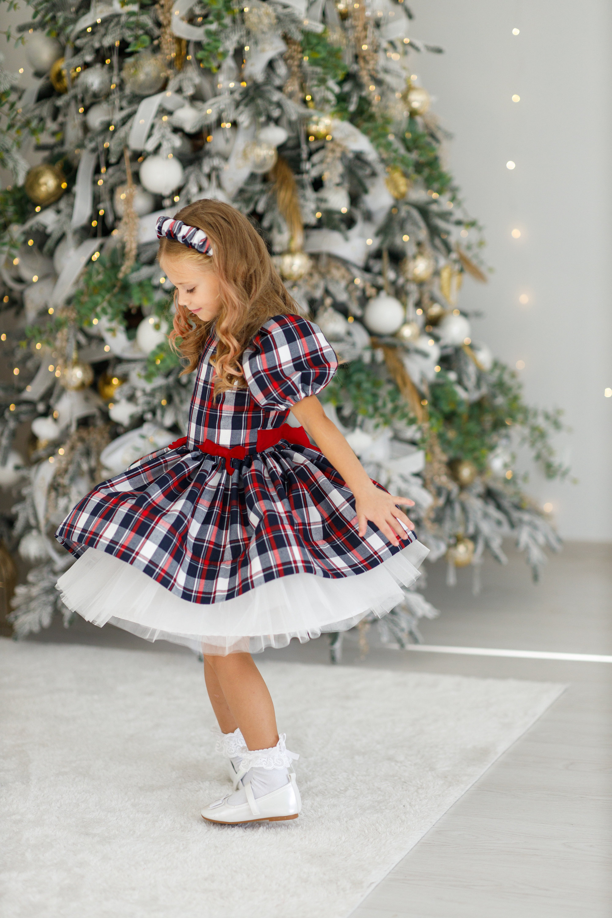 Festive Plaid Christmas Dress for Girls with Tulle Petticoat Party Dress Toddler Holidays Outfit Ages 1 9 Seasonal Wear Festive Plaid Christmas Dress for Girls with Tulle Petticoat Party Dress Toddler Holidays Outfit Ages 1 9 Seasonal Wear