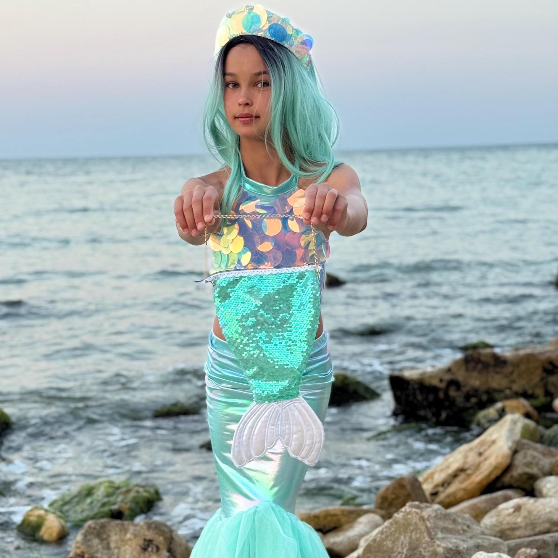 Girls Mermaid Costume Set Girls – Mint Sequin Top, Shiny Tail Skirt,  Optional Crown, Bag – Birthday, Halloween, Photoshoot Outfit (3–8years) -  Etsy New Zealand, image size:1886x1886