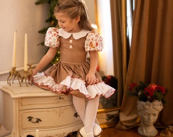 Lebkuchen Mädchen Kleid, Mädchen Weihnachtskleid, Lebkuchen Kostüm, Santa Foto Outfit, Weihnachtsoutfit, Kleinkind Urlaub Kleid