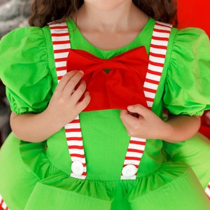 Kids Christmas Dress, Santa First Christmas Dress, Green and Red Party Outfit, Elf Cosplay Costume, Christmas Party Attire for Girl image 9