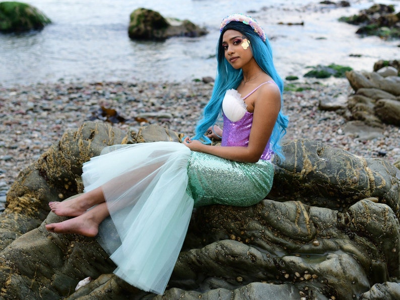 Mermaid Tail Costume Set - Mint Fish Tail Skirt and Lavender Top ...