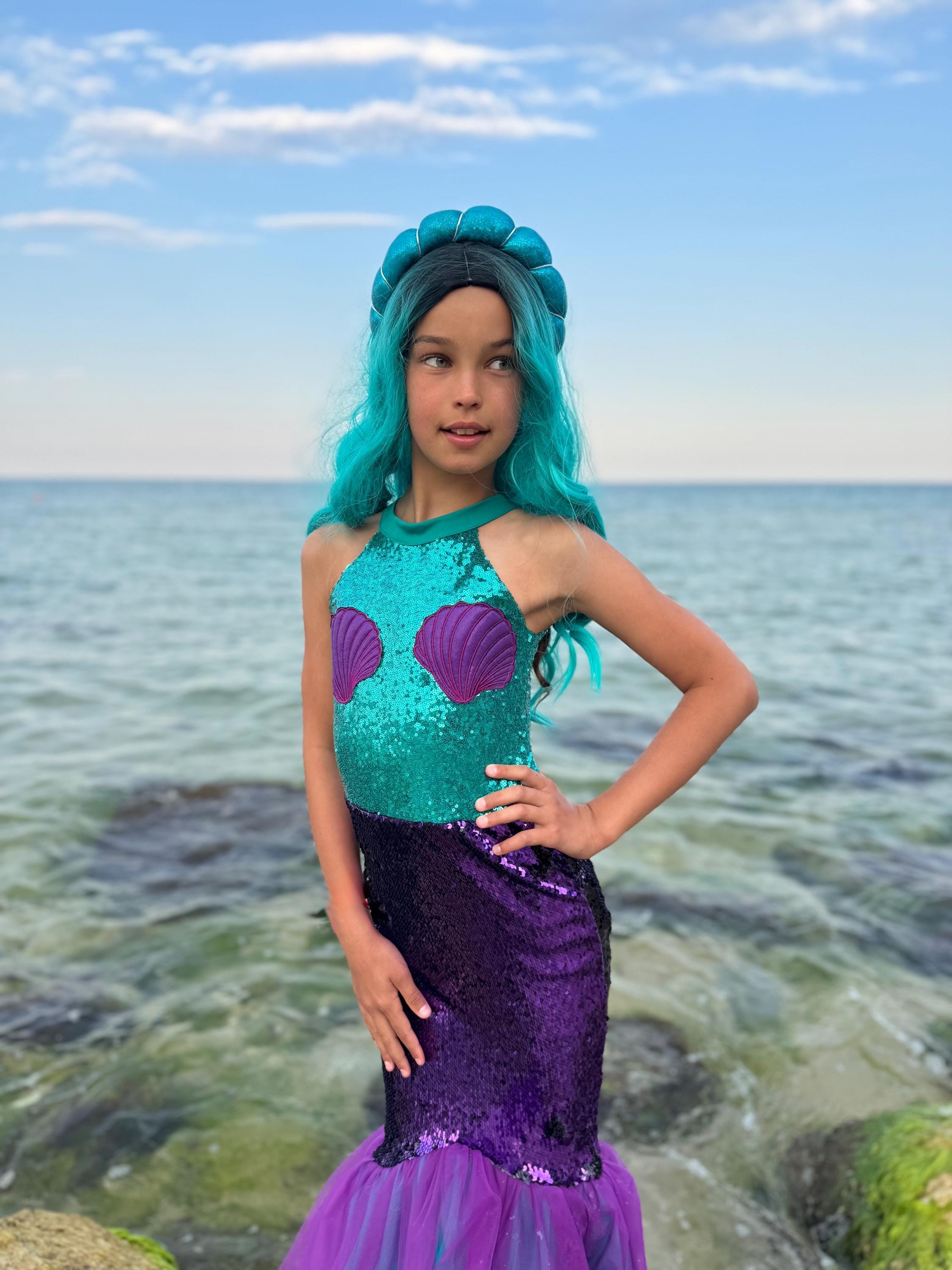 mermaid dress up Mermaid Tail Dress, Women Mermaid Skirt, Mermaid Costume Halloween or Christmas Party Outfit, Sequins Purple Costume, Adult Mermaid Skirt