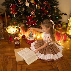 Gingerbread Girl Dress, Girls Christmas Dress, Gingerbread Costume, Santa Photo Outfit, Christmas outfit, Toddler Holiday Dress