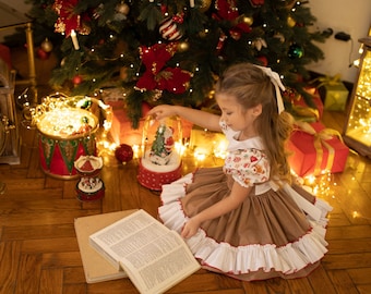 Lebkuchen Mädchen Kleid, Mädchen Weihnachtskleid, Lebkuchen Kostüm, Santa Foto Outfit, Weihnachtsoutfit, Kleinkind Urlaub Kleid
