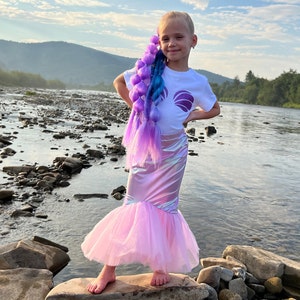 Umwerfendes Meerjungfrauen-Kostüm für Mädchen – Perfekt für Fantasy-Cosplay, Geburtstage, Unterwasserabenteuer, lavendelfarbener Fischschwanz-Rock für Kleinkinder