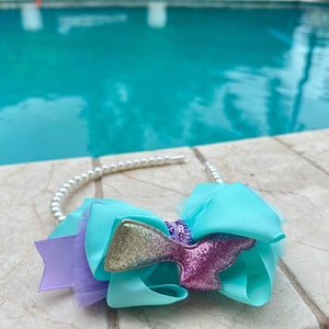 Mermaid Headpiece, Festival Crown, Mermaid Girl Tiara, Flower Pearl Tiara, Toddler Turquoise Magic Sea Headband