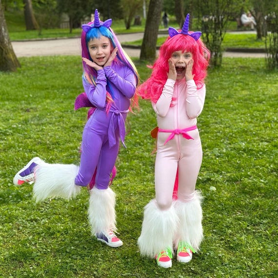 Kids Unicorn Costume Purple Magical Pony Bodysuit With Colorful Wig and Tail Girls Ages 3 10 Fantasy Party Toddler Halloween Outfit Etsy Canada