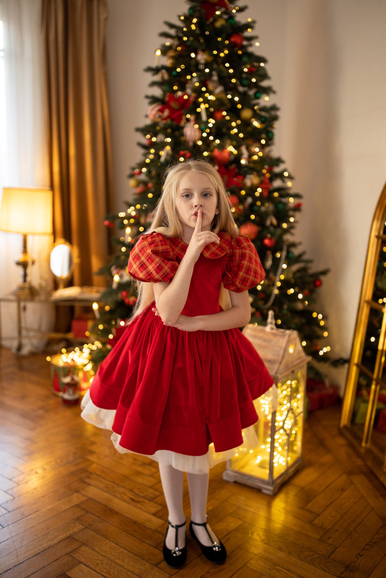 white christmas dresses Girls' Christmas Party Twirl Dress – Little Stocking Company