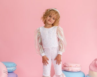 Magical White Mermaid Tail Costume for Girls: Sparkling Under-the-Sea Magic, Mermaid Tail Romper, Under the Sea party