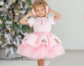 Pink Gingerbread Christmas Dress for Girls (1-8 Years) | Festive Tutu Party  Gown Holiday Outfit - Etsy