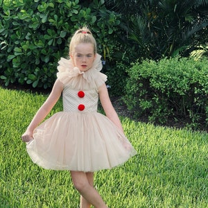 Fantasy Halloween Inspired Girl Dress, Clown Costume for Girl,  It Clown Costume, Creepy Clown Kids Costume