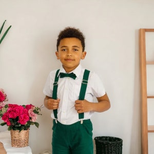 Emerald Green Boys Linen Suit - Ring Bearer Outfit, Boys Wedding Suit, Christening & Wedding Attire
