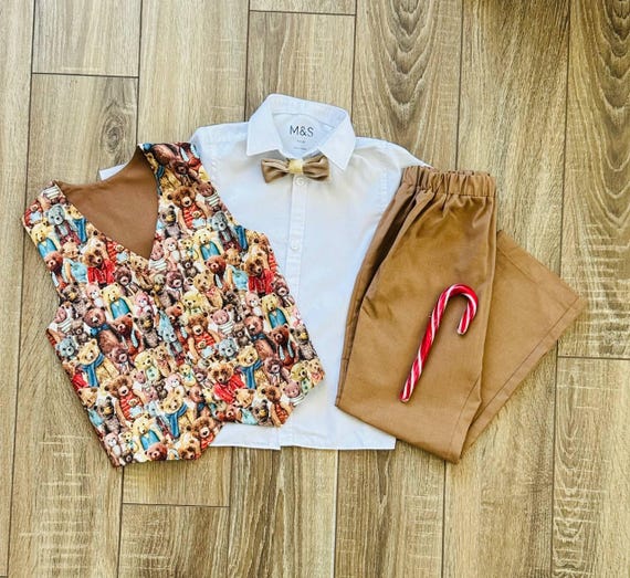 Boys Christmas Vest, Pants, and Bow Tie Costume Set, Festive