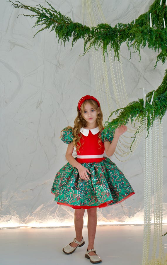 Christmas Candy Cane Fairy Dress Red Satin Holiday Green Tutu for Girls (1-8 Years) Christmas Candy Cane Fairy Dress Red Satin Holiday Green Tutu for Girls (1-8 Years)