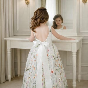 Flower Girl Dress, Boho Floor Length Tulle Gown, Rustic Lace Wedding Look for Toddler & Kids