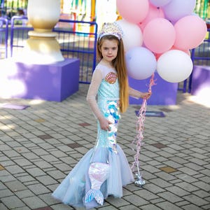 Mädchen Meerjungfrauen Kleid - Glitzerndes Meerjungfrauen-Kostüm für Geburtstagsparty, Fotoshooting oder Halloween
