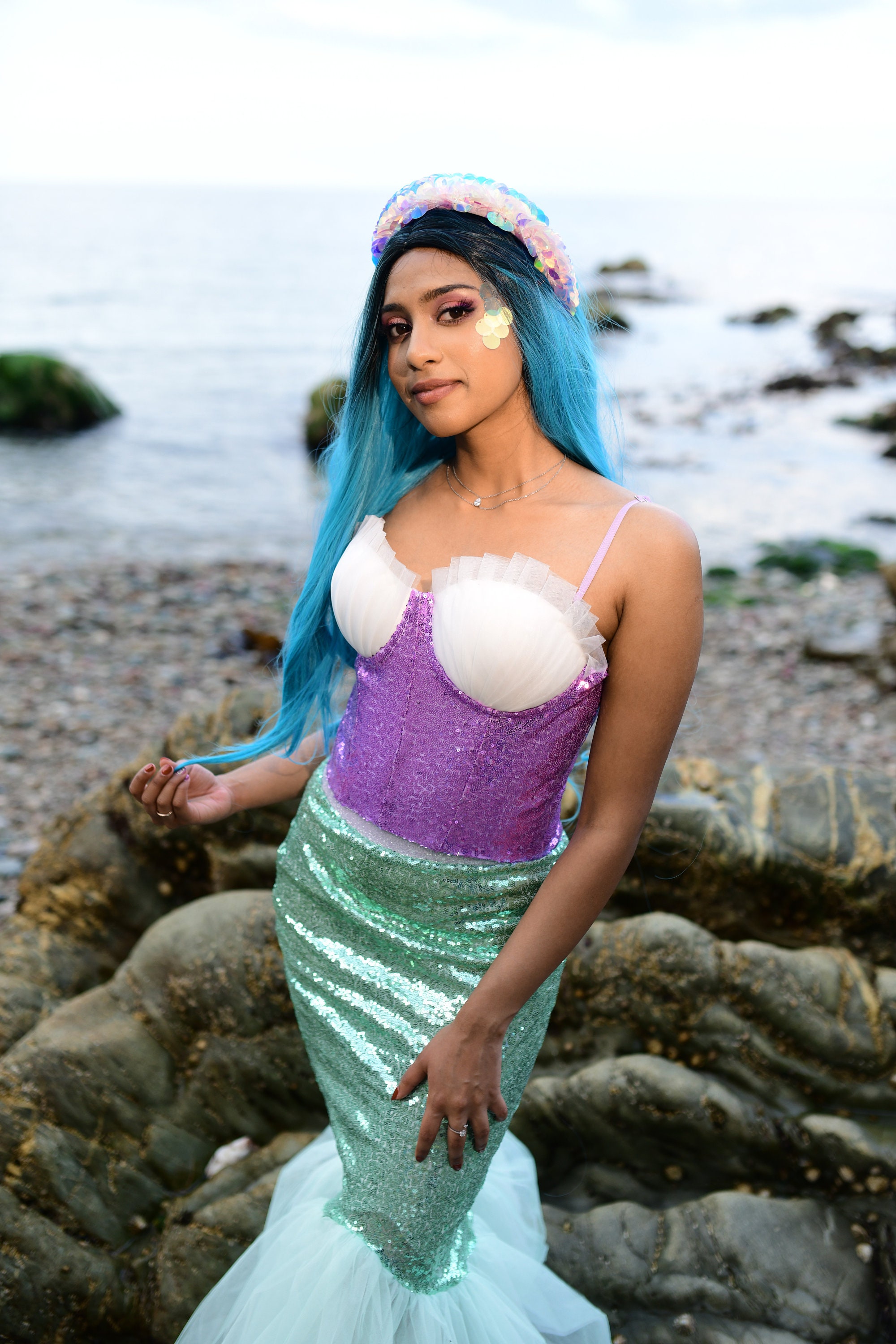 Mermaid Tail Costume Set - Mint Fish Tail Skirt and Lavender Top ...